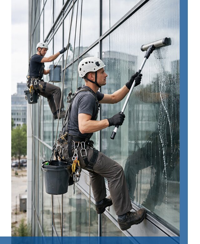 Мойка витражей альпинистами в Беслане от 709 р. под ключ|ВЫСОТНИК-Бсл