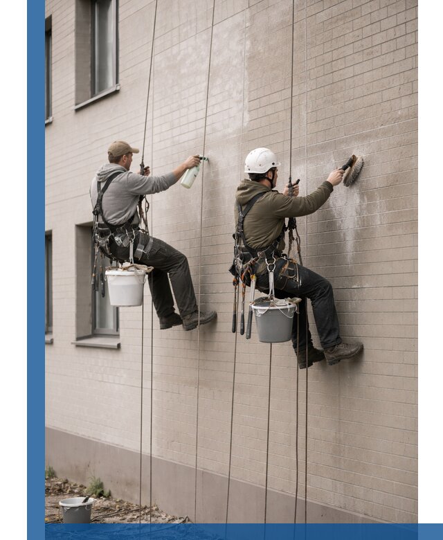 Удаление высолов с фасада зданий в Беслане без повреждений и следов