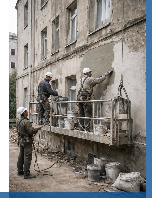 Капитальный ремонт фасада в Беслане от 4253 р. | ВЫСОТНИК-Бсл