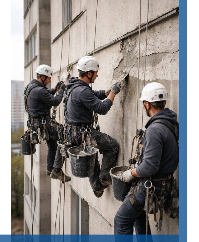 Ремонт бетонных элементов фасада в Беслане от 2532 р. | ВЫСОТНИК-Бсл