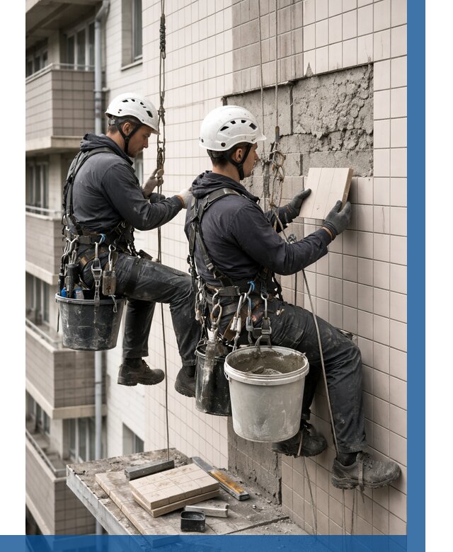 Ремонт облицовки фасада плиткой в Беслане от 1823 р. | ВЫСОТНИК-Бсл