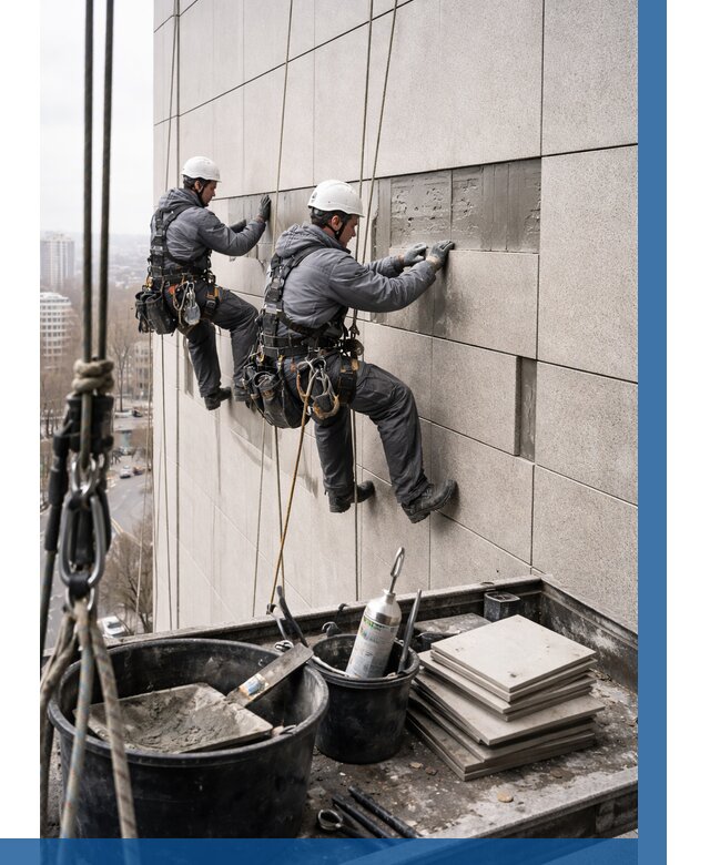 Ремонт фасада из керамогранита в Беслане от 2532 р. | ВЫСОТНИК-Бсл