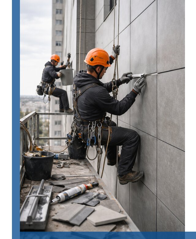 Профессиональный ремонт фасада из керамогранита в Беслане