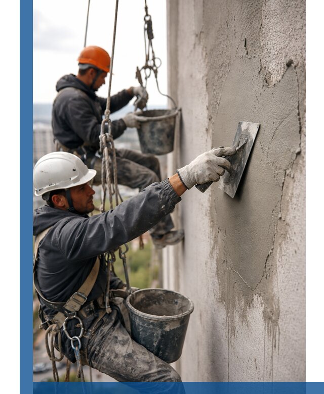 Штукатурка фасада на высоте в Беслане профессиональные работы