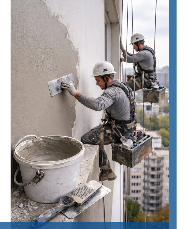 Шпаклевка фасада на высоте в Беслане от 709 р. | ВЫСОТНИК-Бсл