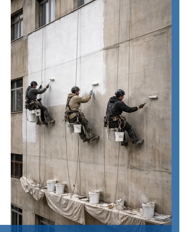 Покраска бетонного фасада в Беслане от 354 р за м2 | ВЫСОТНИК-Бсл