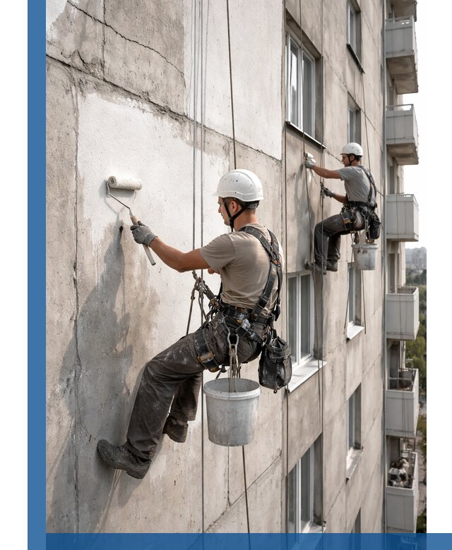 Покраска бетонного фасада в Беслане для жилых и промышленных объектов