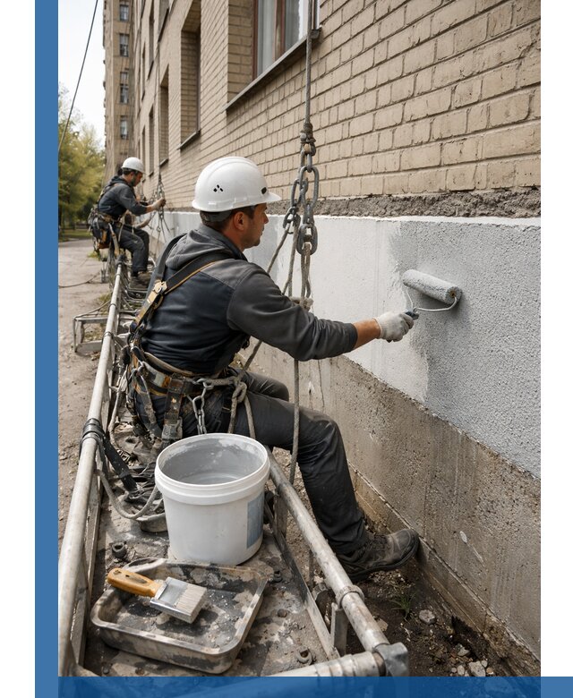 Окраска цоколя здания в Беслане профессионально и надежно