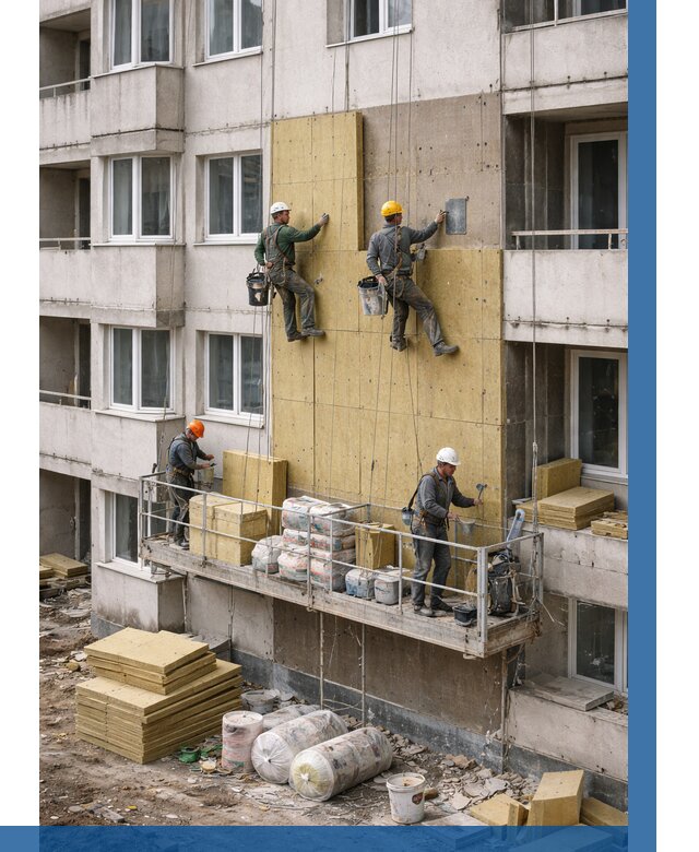 Утепление фасада минватой в Беслане от 1519 р. | ВЫСОТНИК-Бсл