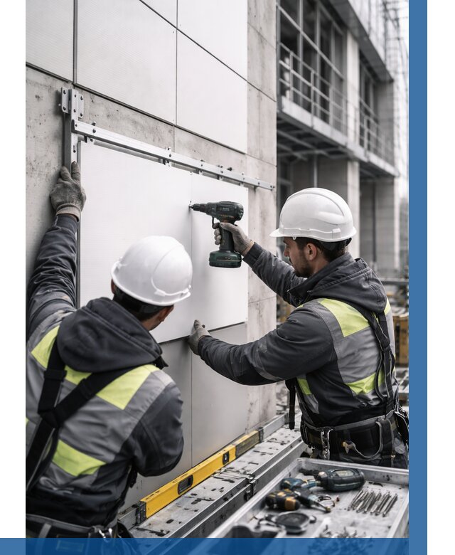 Монтаж композитных панелей фасада в Беслане от 2532 р. | ВЫСОТНИК-Бсл