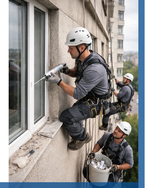 Герметизация оконных швов снаружи в Беслане от 1519 р. | ВЫСОТНИК-Бсл