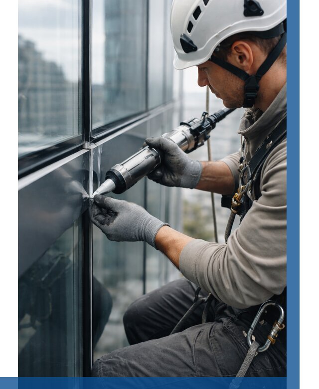 Герметизация стыков витража в Беслане от 1215 р. | ВЫСОТНИК-Бсл