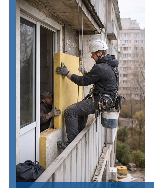 Профессиональное утепление балкона снаружи в Беслане под ключ