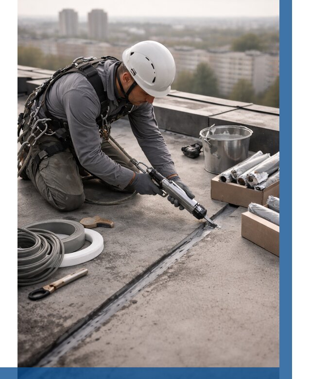 Герметизация швов кровли в Беслане от 456 р./м2 | ВЫСОТНИК-Бсл