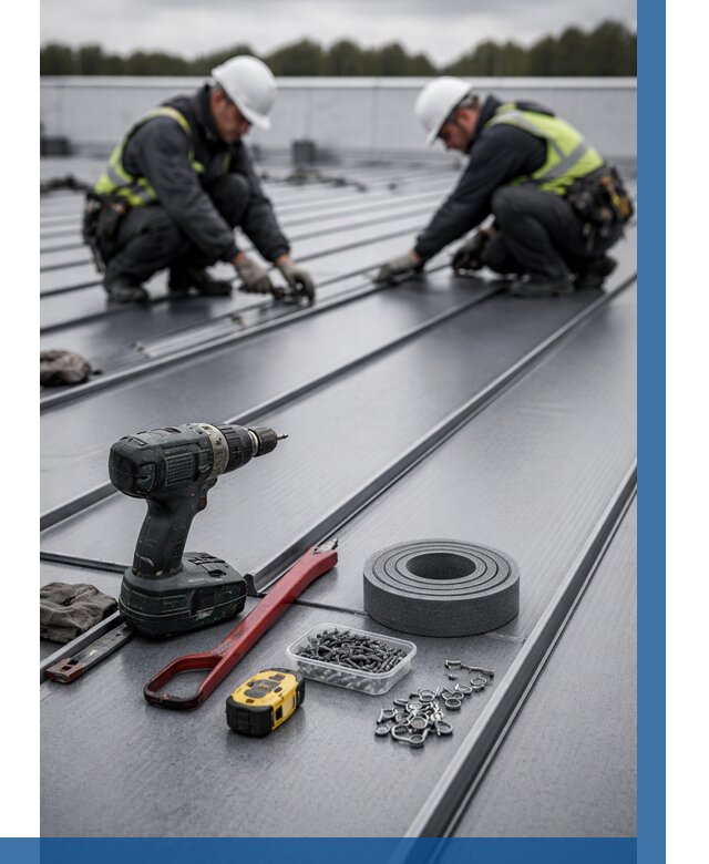 Монтаж фальцевой кровли в Беслане от 1823 р. | ВЫСОТНИК-Бсл