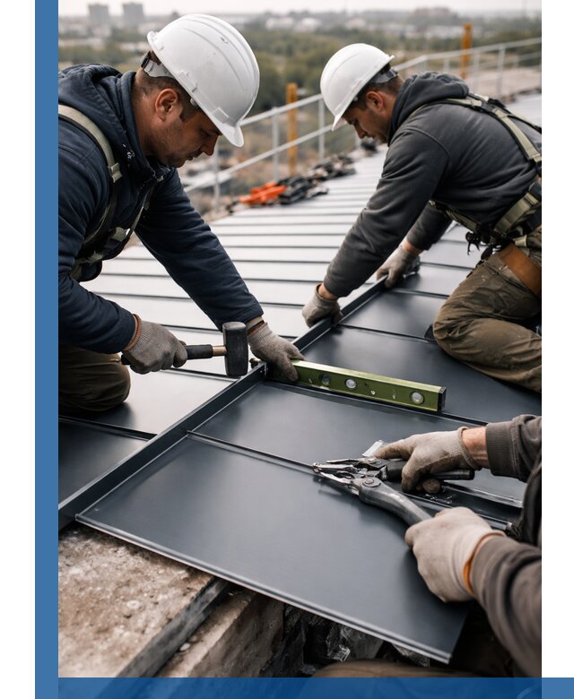 Монтаж фальцевой кровли в Беслане для промышленных зданий