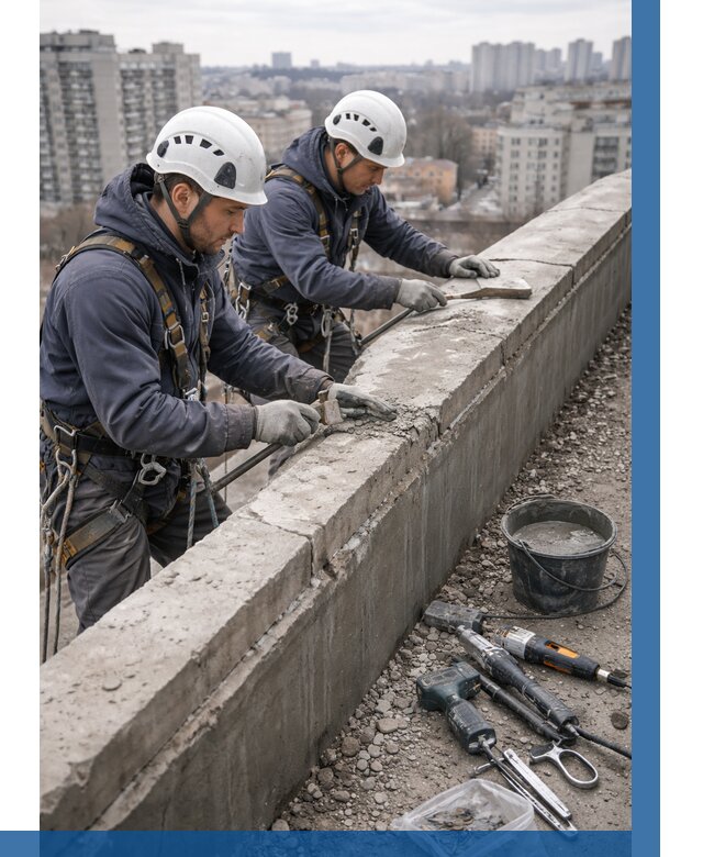 Ремонт парапета на кровле в Беслане от 1519 р. | ВЫСОТНИК-Бсл