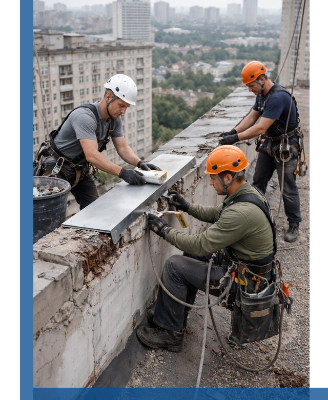 Ремонт парапета на кровле в Беслане, высотные работы с гарантией