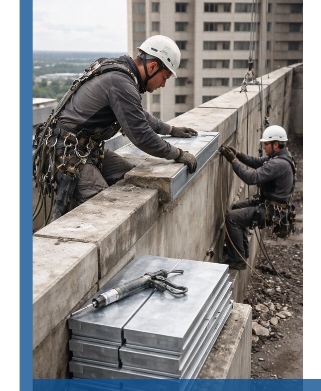 Замена парапетных крышек и установка новых в Беслане
