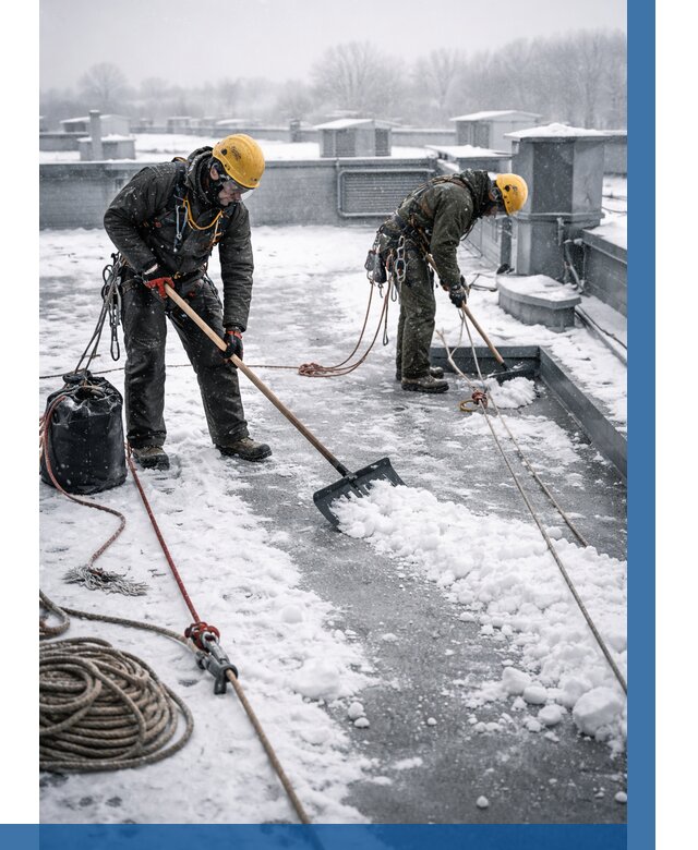 Очистка крыши от снега в Беслане от 7595 р. | ВЫСОТНИК-Бсл