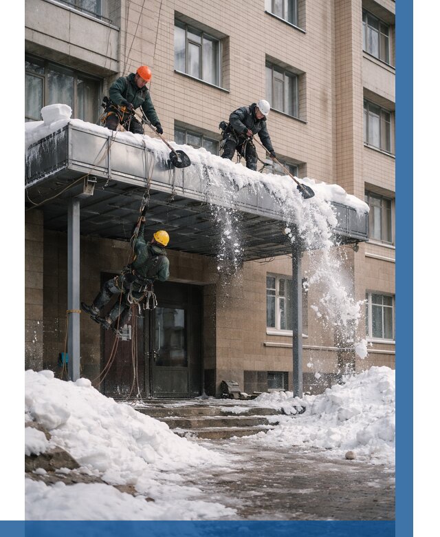 Очистка козырьков от снега в Беслане от 3544 р. | ВЫСОТНИК-Бсл