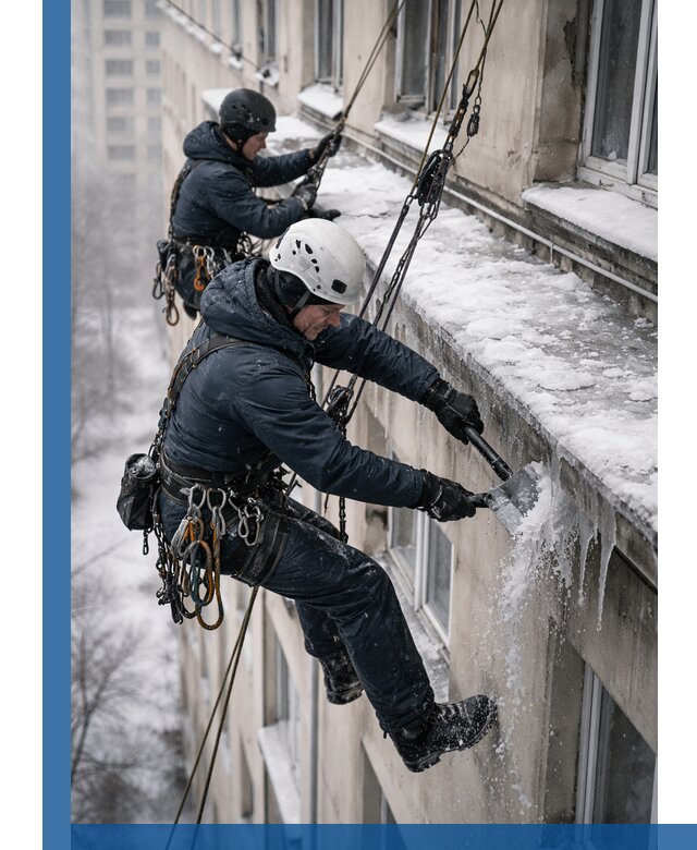 Удаление наледи и сосулек с карнизов в Беслане профессионально