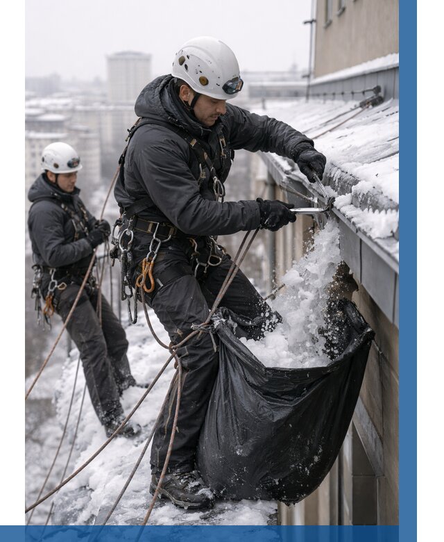 Аварийная очистка крыши в Беслане под ключ от 304 р. | ВЫСОТНИК-Бсл