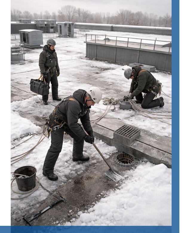 Абонентское обслуживание кровли зимой в Беслане от 8101 р. | ВЫСОТНИК-Бсл