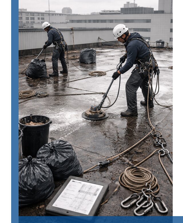 Плановая очистка кровли по графику в Беслане для безопасности