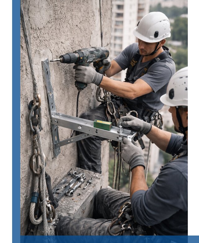 Установка кронштейнов кондиционера и крепежа в Беслане