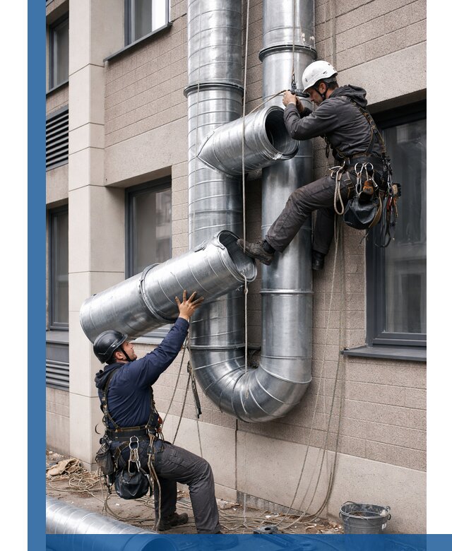 Монтаж фасадных воздуховодов в Беслане с герметизацией и крепежом