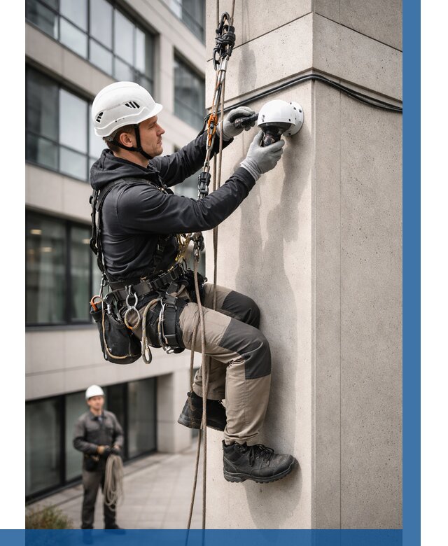 Монтаж камер видеонаблюдения на фасаде в Беслане от 8607 р.-ВЫСОТНИК-Бсл