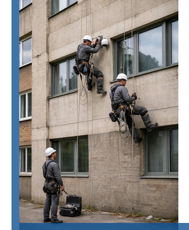 Монтаж фасадных камер видеонаблюдения в Беслане под ключ