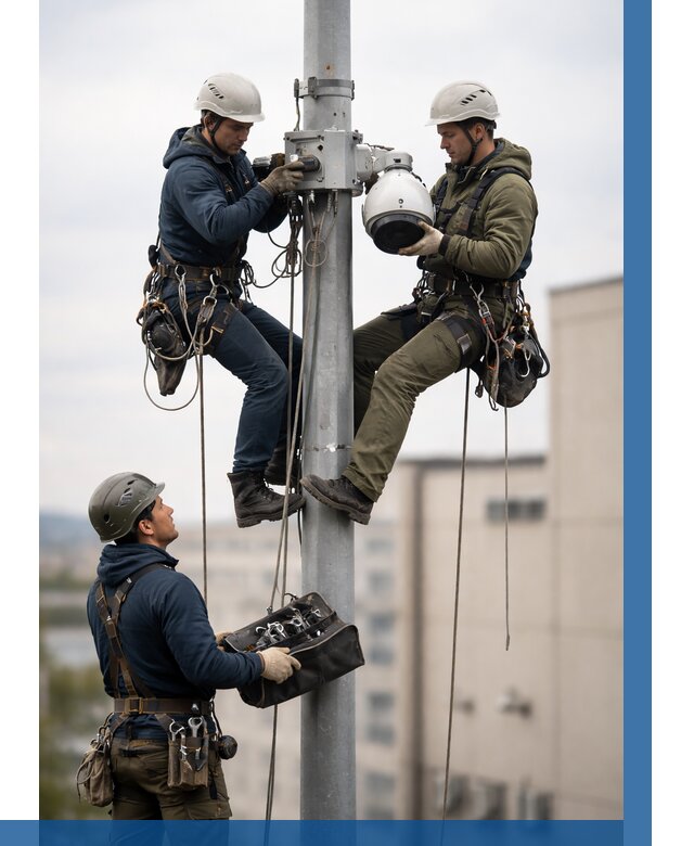 Установка видеокамер на мачте в Беслане от 8607 р. | ВЫСОТНИК-Бсл