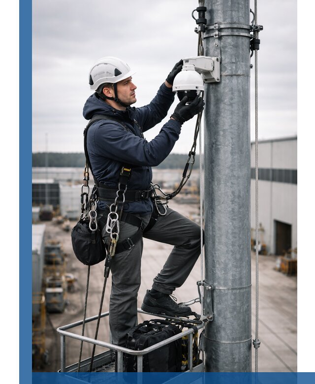 Профессиональная установка видеокамер на мачте в Беслане