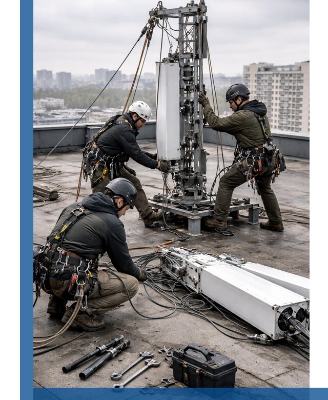 Демонтаж антенн на крыше зданий в Беслане с гарантией