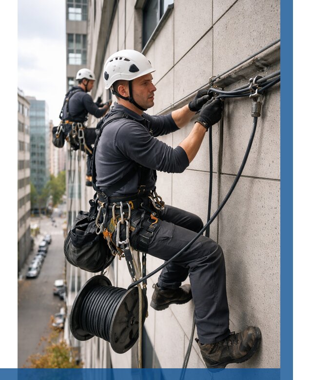 Прокладка кабеля по фасаду в Беслане от 354 р. | ВЫСОТНИК-Бсл