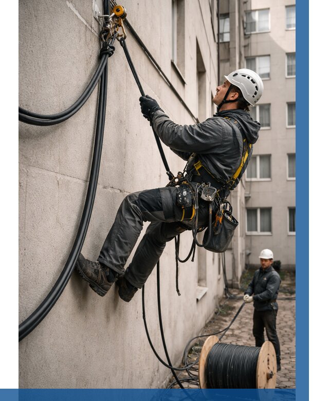 Протяжка кабеля питания на высоте в Беслане от 456 р. | ВЫСОТНИК-Бсл
