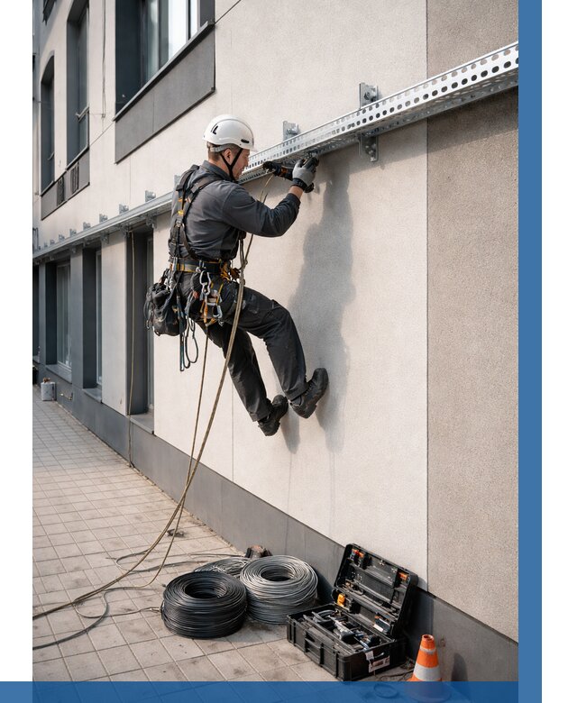 Монтаж кабельных лотков на фасаде в Беслане от 1215 р. | ВЫСОТНИК-Бсл