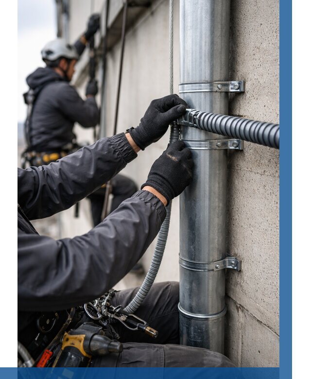 Монтаж гофры для кабеля в Беслане от 304 р. | ВЫСОТНИК-Бсл