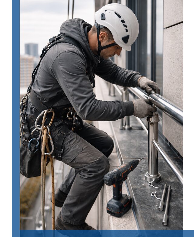 Монтаж ограждений на высоте в Беслане для зданий и конструкций