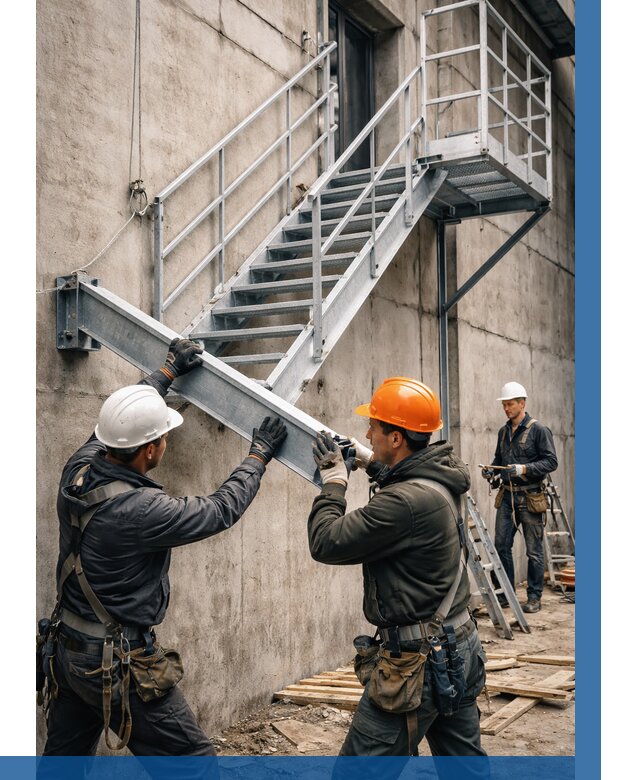 Монтаж металлических лестниц в Беслане от 15189 р. | ВЫСОТНИК-Бсл