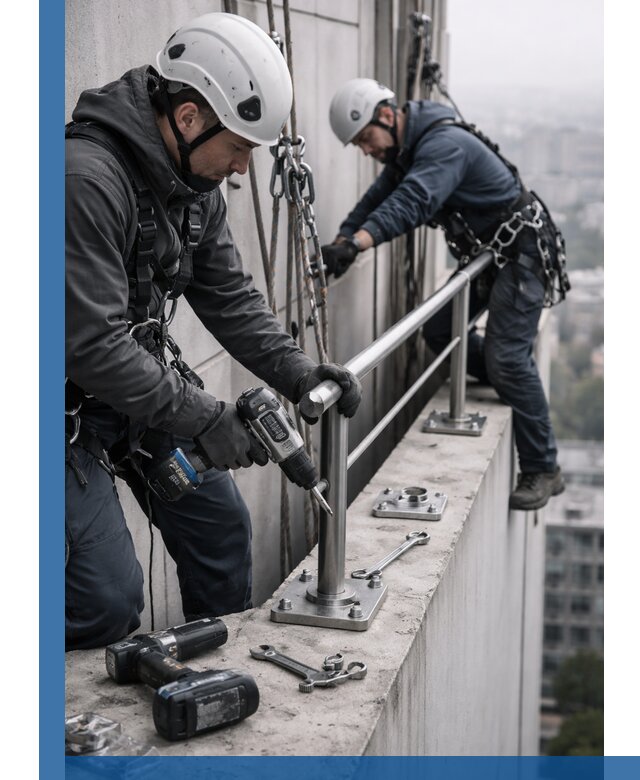 Монтаж перил на высоте в Беслане для жилых и промобъектов