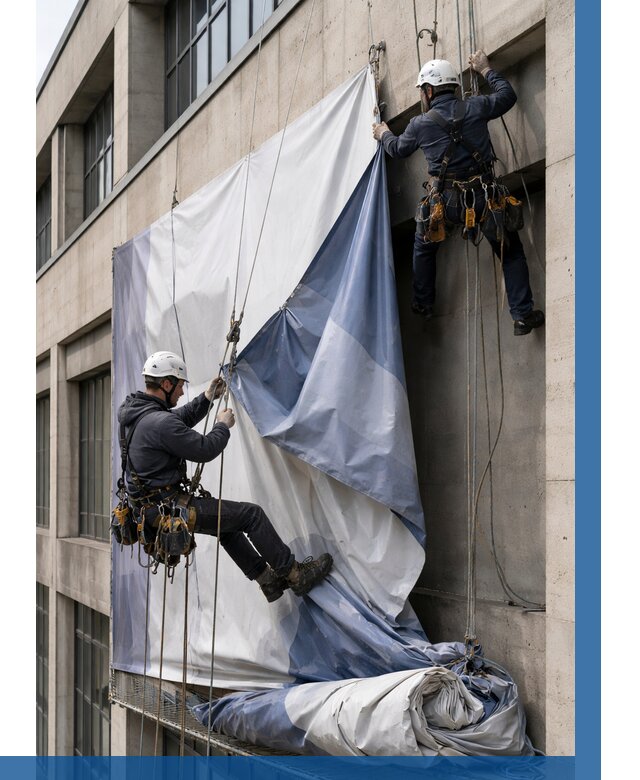 Демонтаж баннеров с фасада в Беслане от 4557 р. | ВЫСОТНИК-Бсл