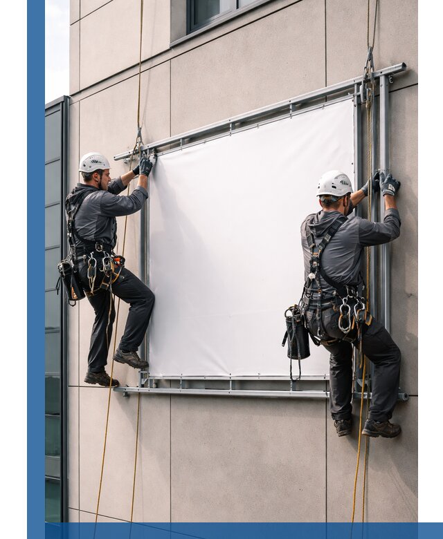 Монтаж наружной рекламной вывески в Беслане под ключ