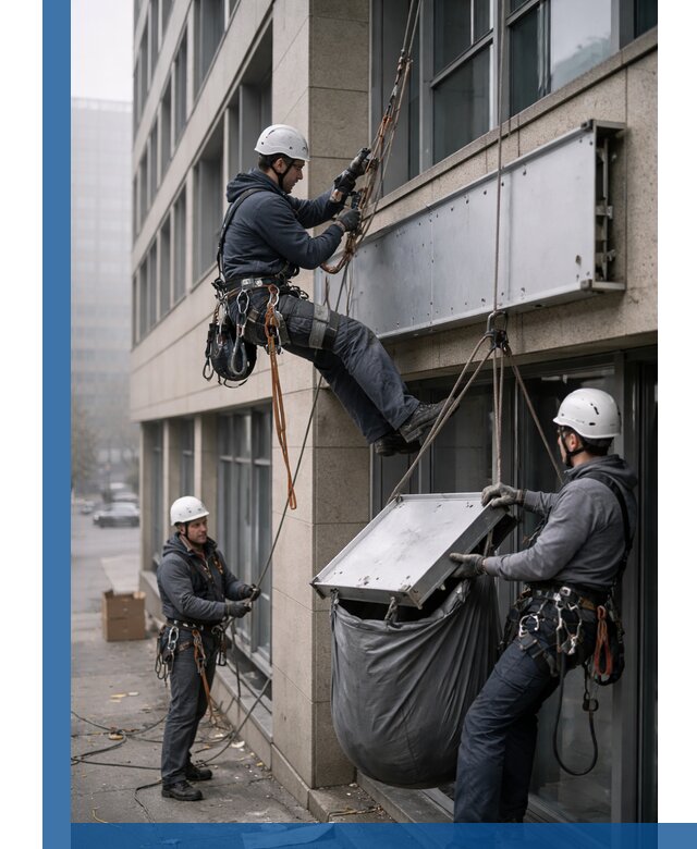 Демонтаж рекламной вывески с высотными работами в Беслане