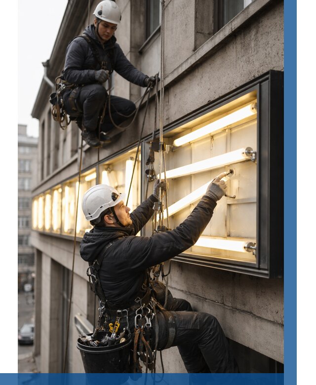 Замена ламп в вывеске в Беслане под ключ от 3544 р. | ВЫСОТНИК-Бсл