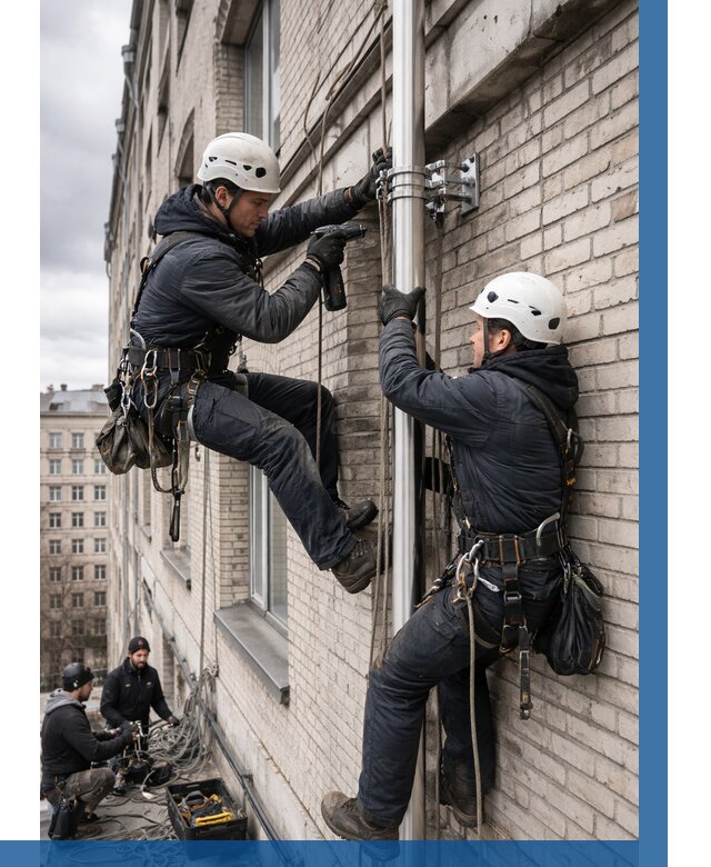 Монтаж флагштока на здании в Беслане от 6582 р. | ВЫСОТНИК-Бсл