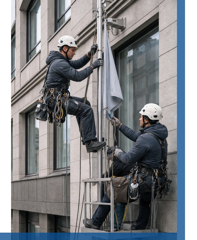 Установка флагов на фасаде в Беслане от 4557 р. | ВЫСОТНИК-Бсл