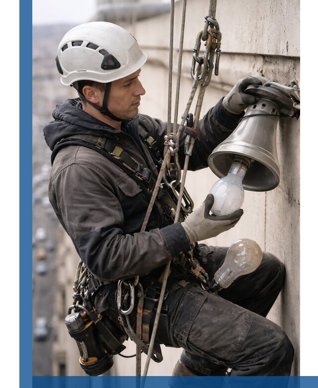 Замена ламп на высоте в Беслане профессионально и быстро